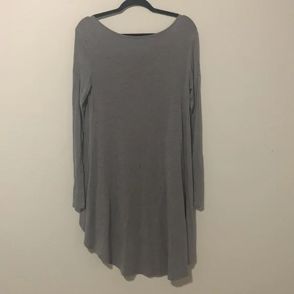 Express cotton grey high low long sleeved shirt - Picture 3 of 4